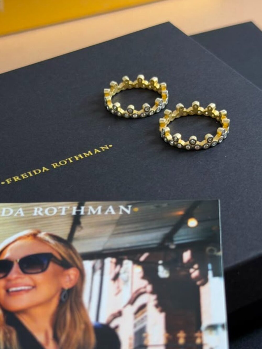 FREIDA ROTHMAN - Set of 2 - Crown Rings Stackable Rings Size 8